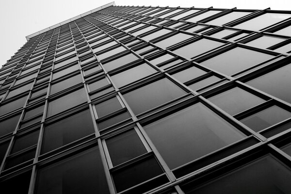 Futuristic architecture of the building in black and white