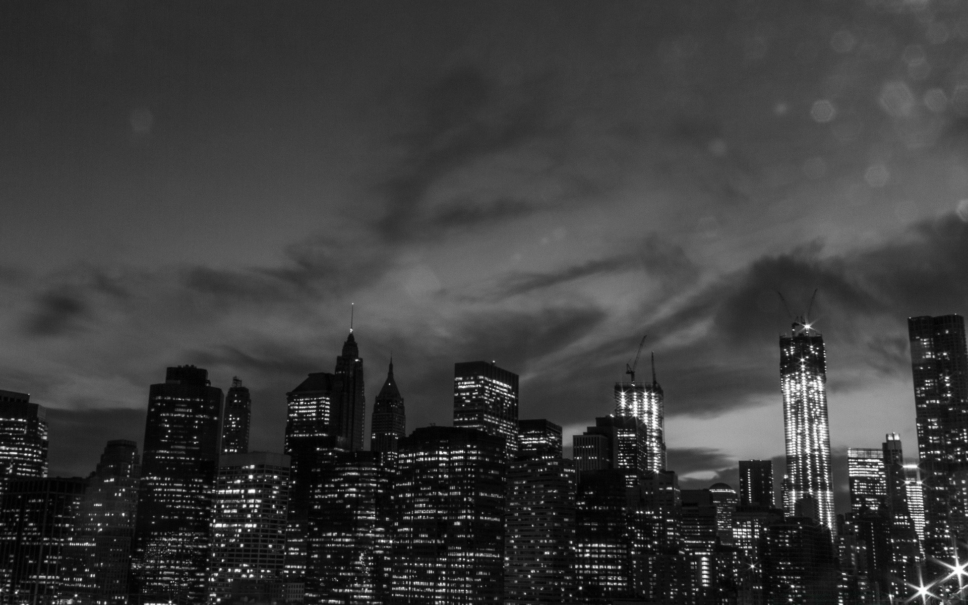 black and white city skyline cityscape skyscraper monochrome downtown architecture building urban sky sunset tower street travel office evening