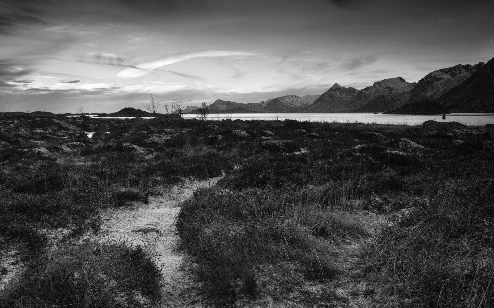 black and white landscape mountain sky monochrome sunset travel hill rock nature cloud storm scenic sea lake water dawn beach valley ocean