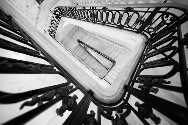 Draufsicht auf die Wendeltreppe