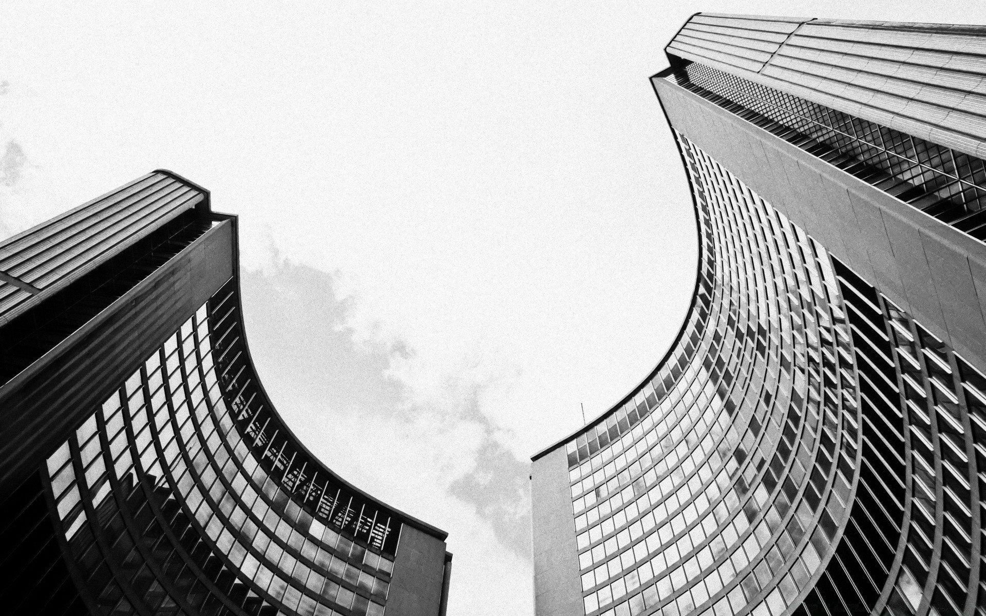 noir et blanc architecture monochrome grand ville acier moderne centre-ville moderne gratte-ciel bureau maison futuriste verre perspective entreprise ciel tour ville fenêtres