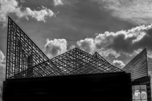 Black and white paint on the background of clouds