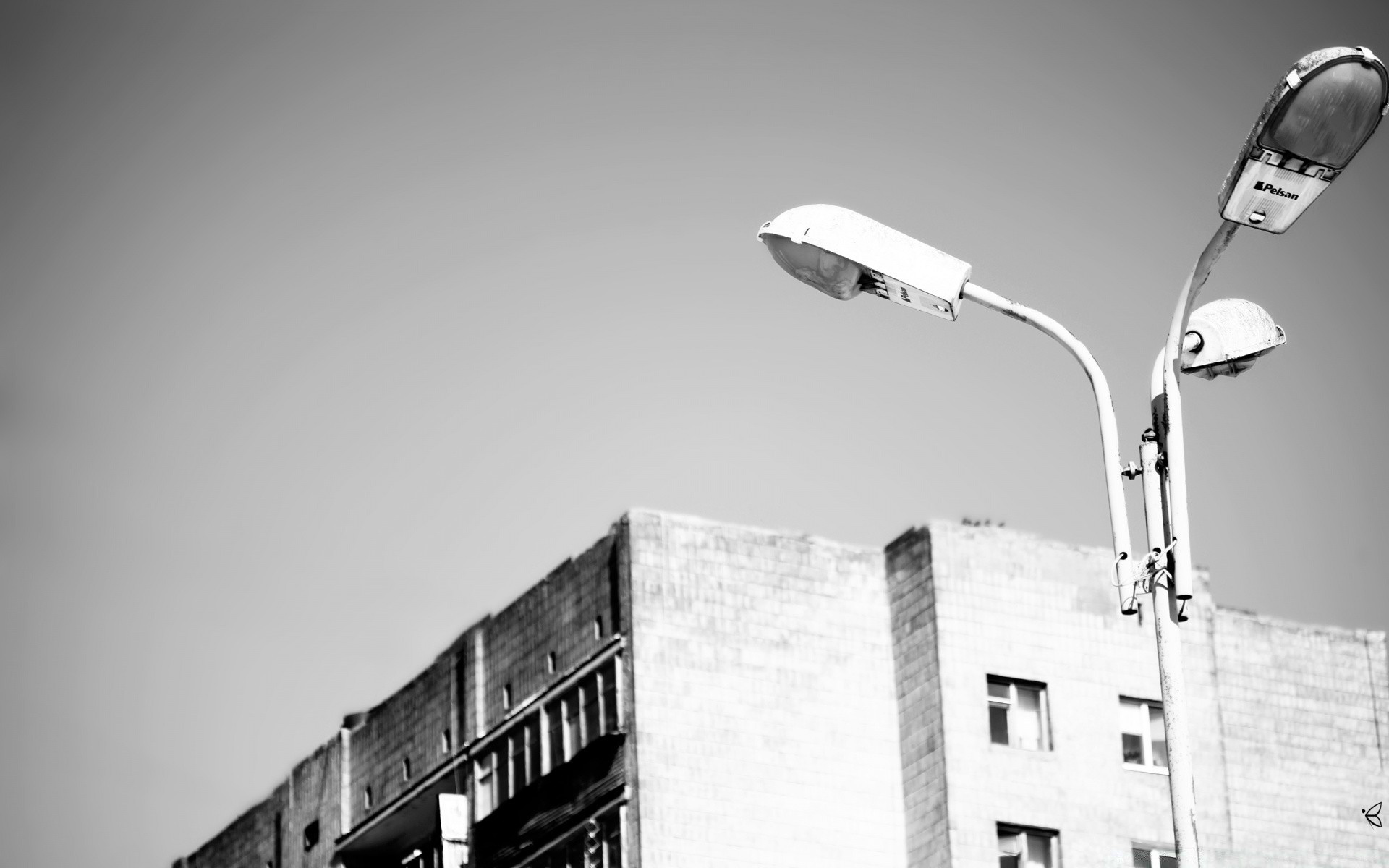 black and white monochrome street light outdoors one