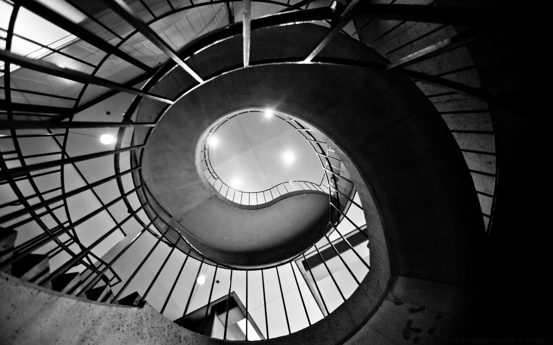 black and white architecture light step abstract design indoors ceiling glass monochrome perspective technology proportion desktop urban spiral pattern dark