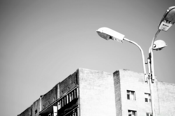 Street lamp on the background of the house