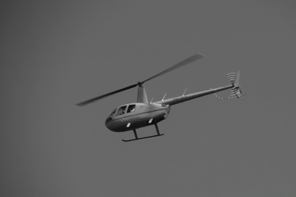 Helicopter in black and white processing