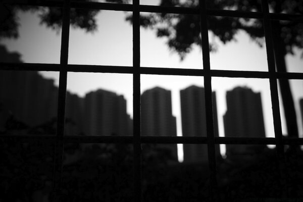 Vista nocturna desde la ventana de los edificios de gran altura