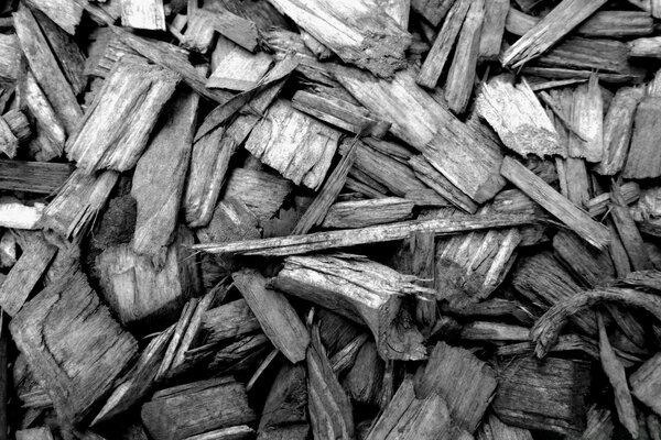 Monochrome processing of piled pieces of wood