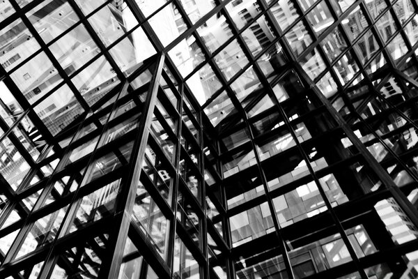 Black and white glass and metal building