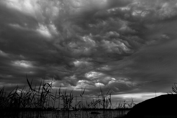 Die ganze Schwere und Finsternis der schwarzen Wolken, die über der Einöde hängen