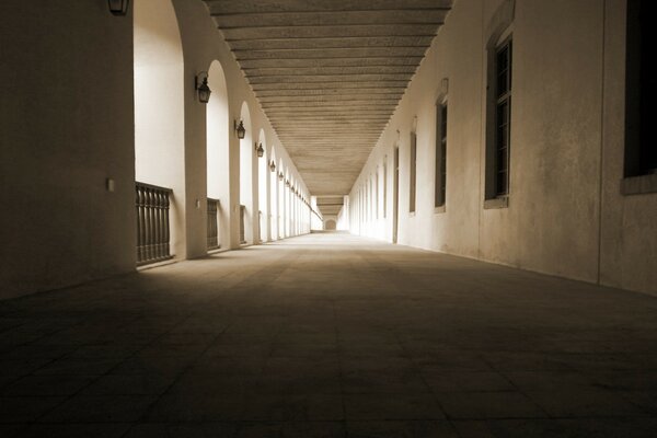 A house with a long corridor and columns