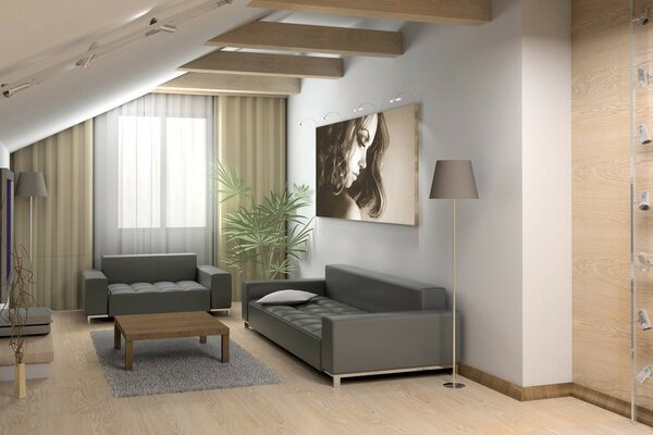 L interno è moderno con colori sobri
