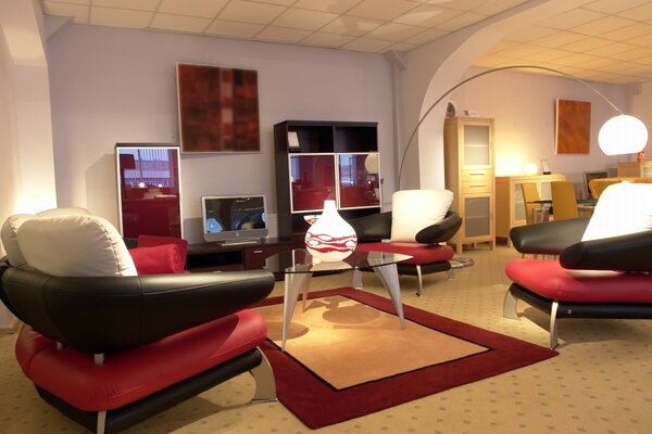 The interior of a modern room and lamps