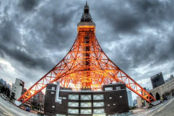 A fiery tower abutting the terrifying sky