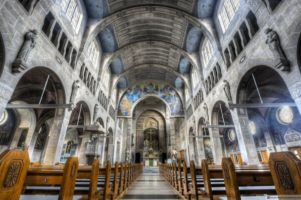 Beautiful cathedral with columns and arches