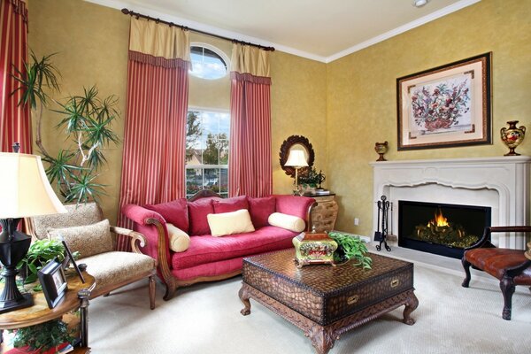 Cozy living room for relaxing by the fireplace