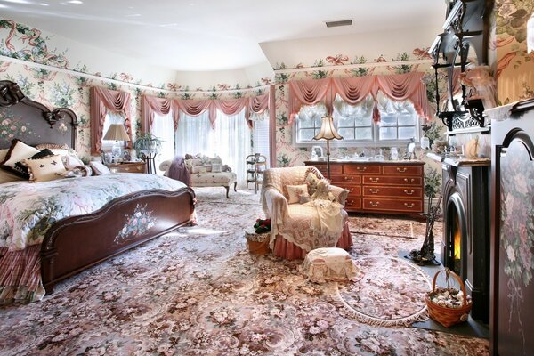 Maison avec intérieur avec belle serre et meubles