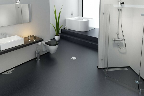 Grau-weiße Gamma im Badezimmer