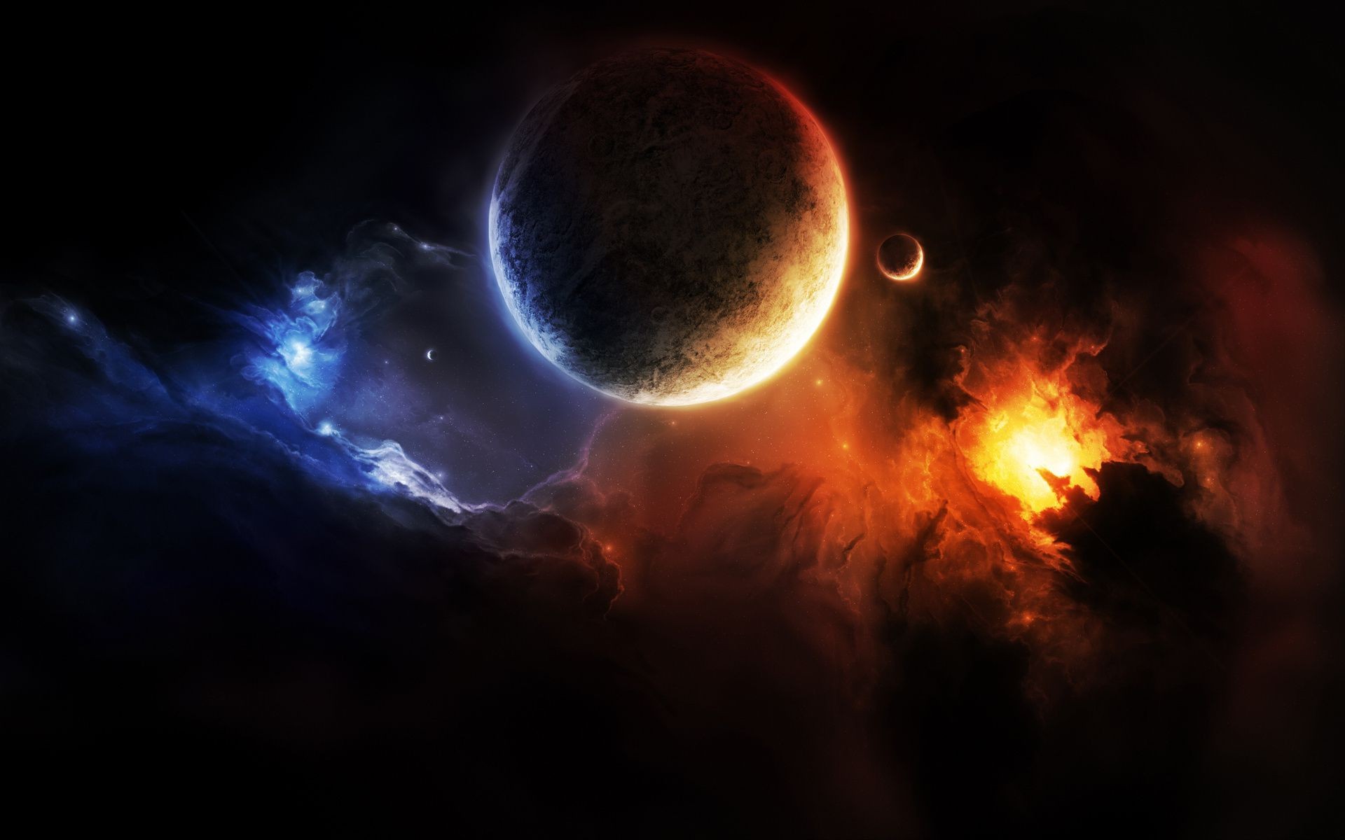 planets astronomy light smoke moon galaxy space cosmos flame fantasy abstract planet ball-shaped dark science energy surreal