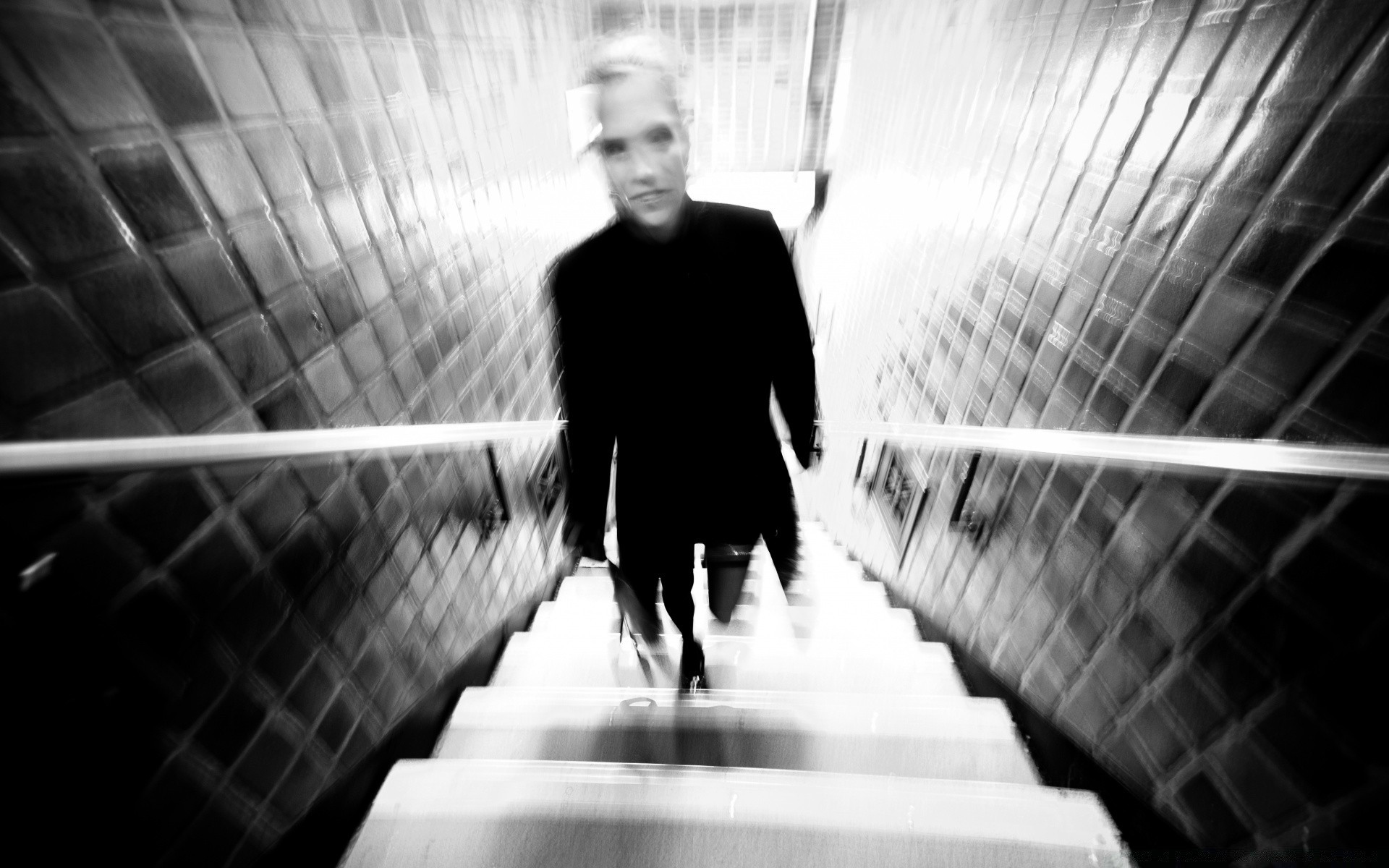 black and white monochrome man tube adult city step tunnel urban business portrait light street indoors reflection one