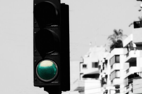 Traffic light on a dark street