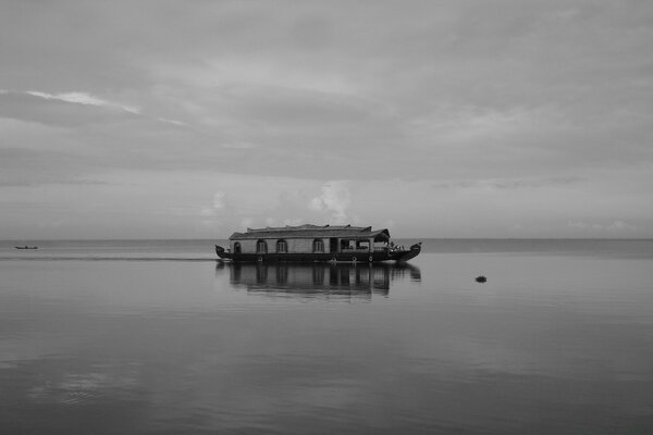 Black and white. Ocean, sea and lake waters