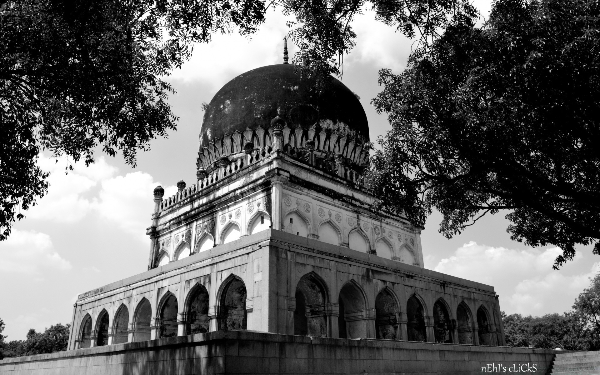 black and white architecture building travel religion outdoors sky monument dome mausoleum grave ancient city culture old tourism arch tree park landmark