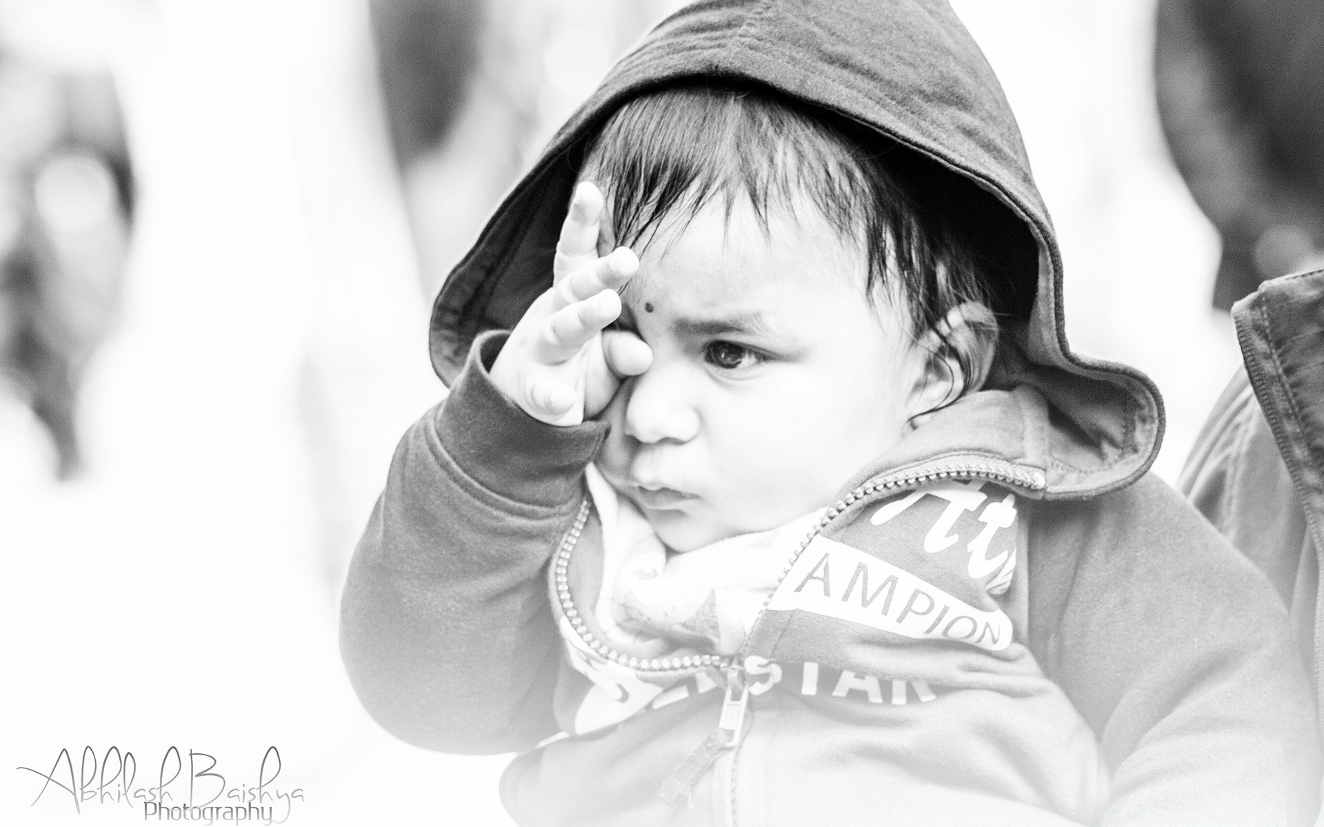 black and white child portrait cute woman one