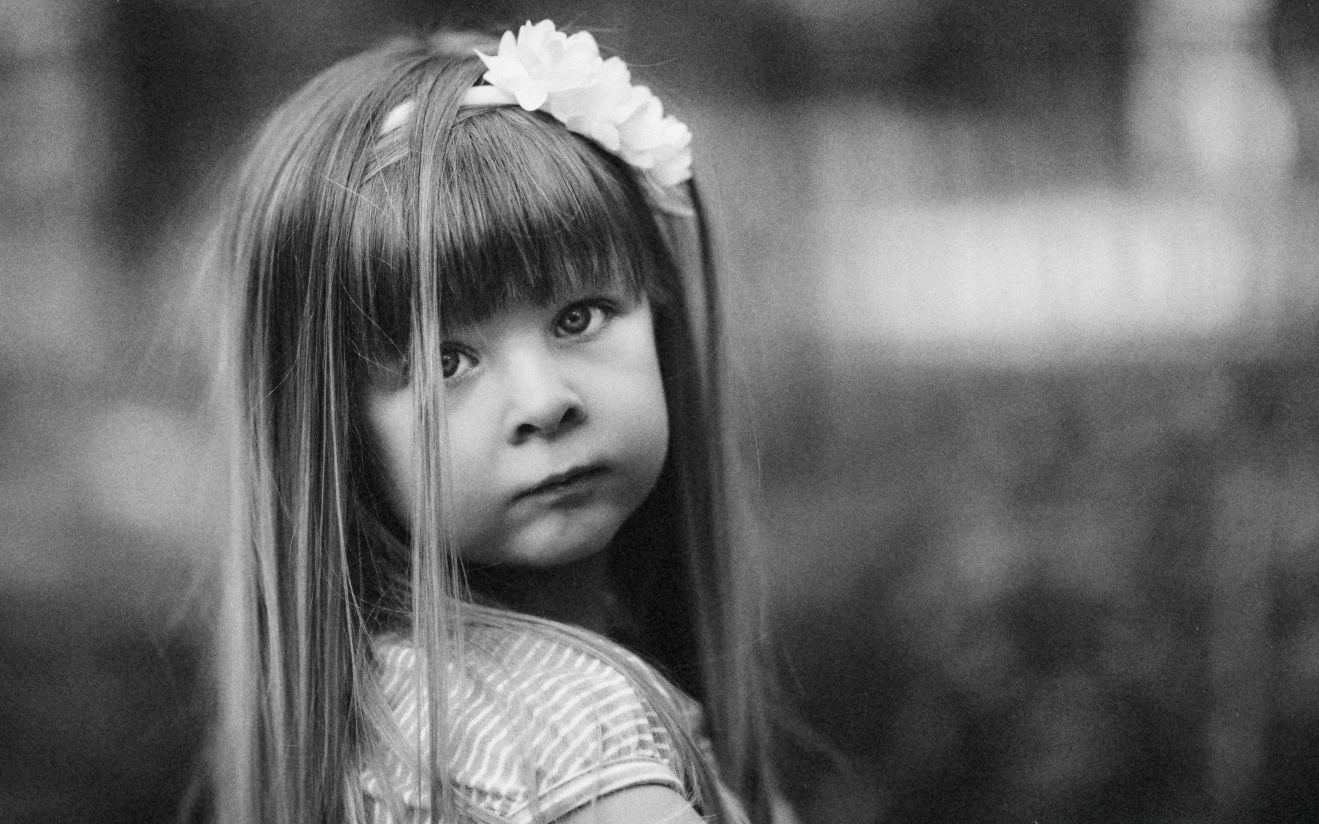 black and white portrait monochrome girl one face child woman nature model fashion