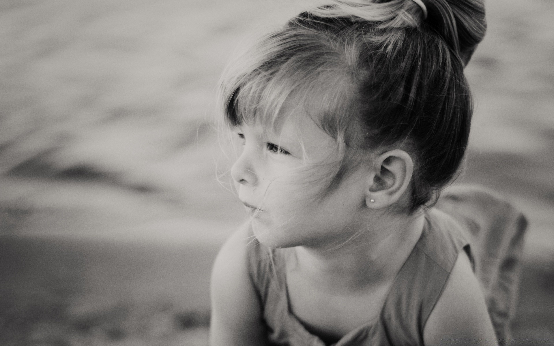 black and white child portrait monochrome one girl beach boy baby facial expression outdoors wear adult