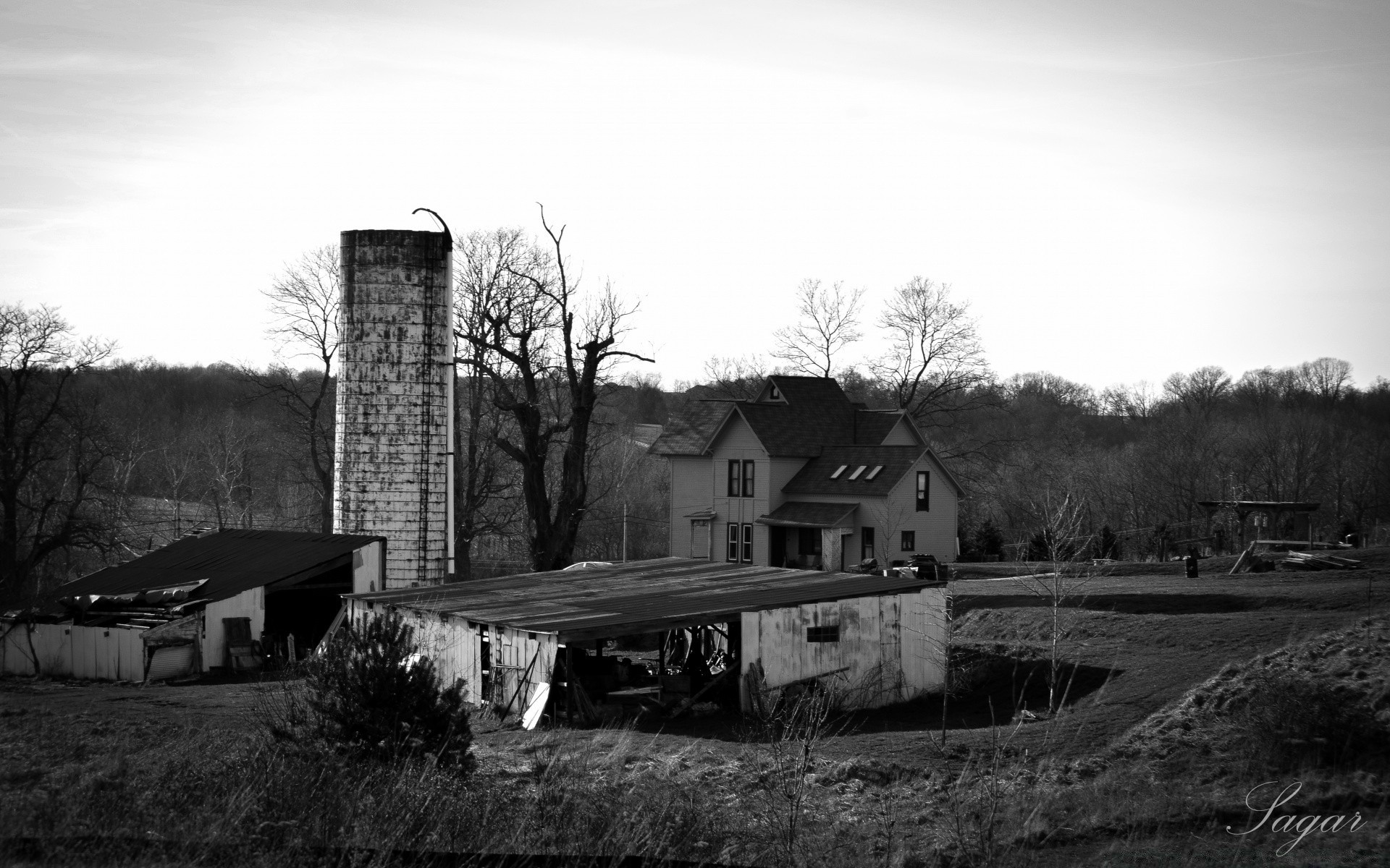 blanco y negro monocromo abandonado casa granero casas árbol al aire libre casa