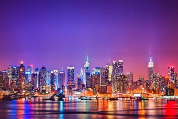 Glowing skyscrapers of the megalopolis near Voba