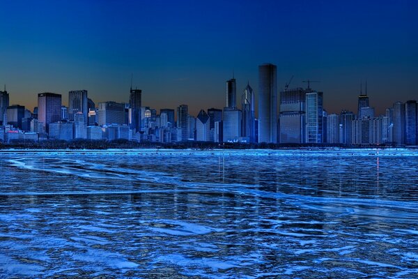 Skyscrapers near the sea coast