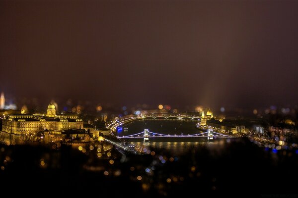 Night city on the water