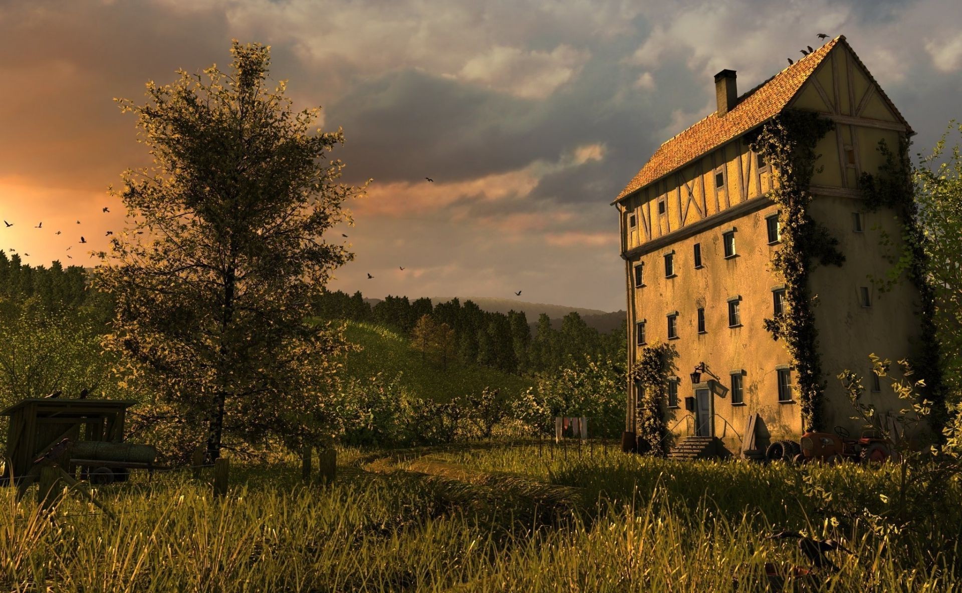 paisaje al aire libre naturaleza rural abandonado cielo hierba puesta de sol campo viajes viejo arquitectura otoño árbol verano madera paisaje