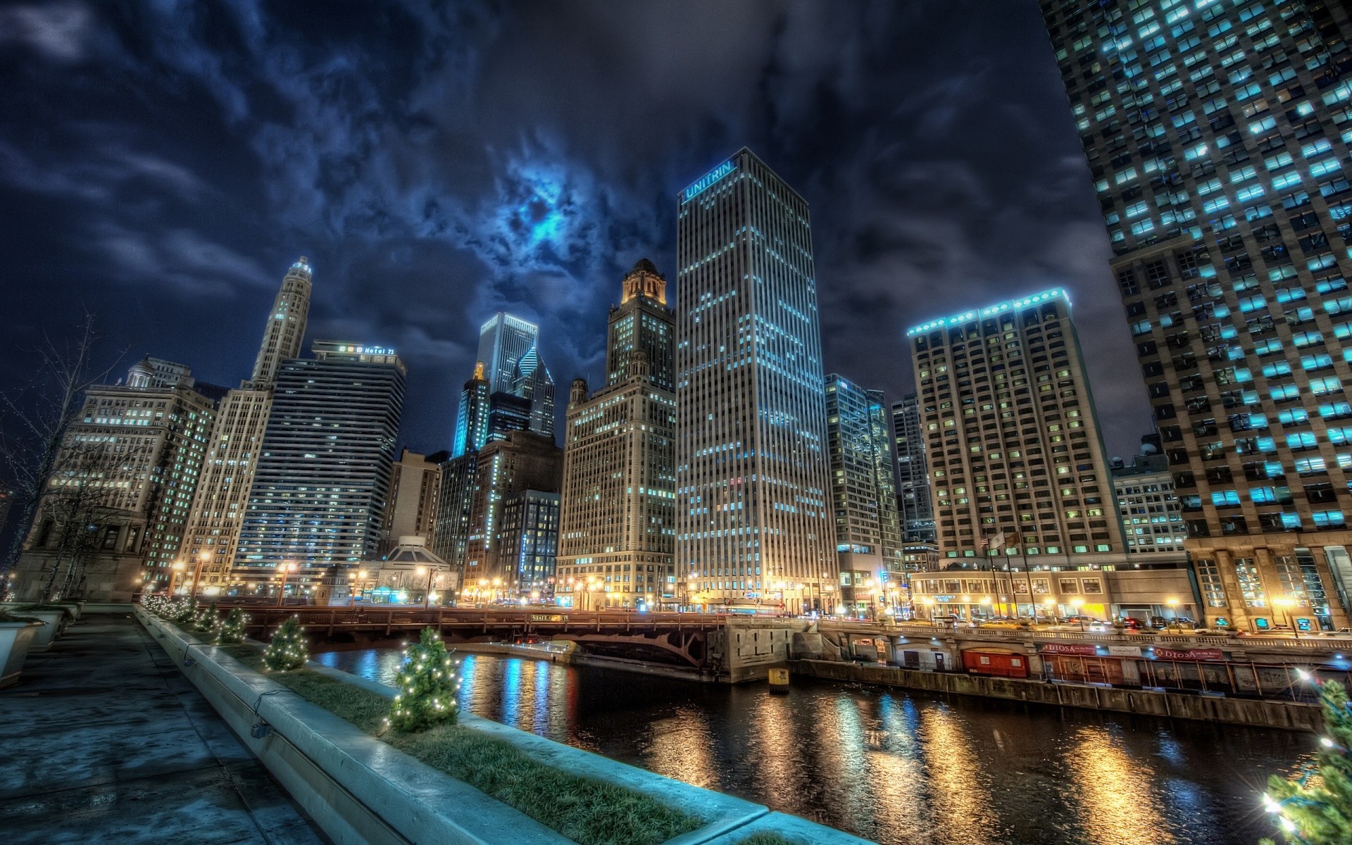 other city city skyscraper architecture skyline building cityscape river downtown dusk urban evening reflection tower travel bridge modern office water business finance