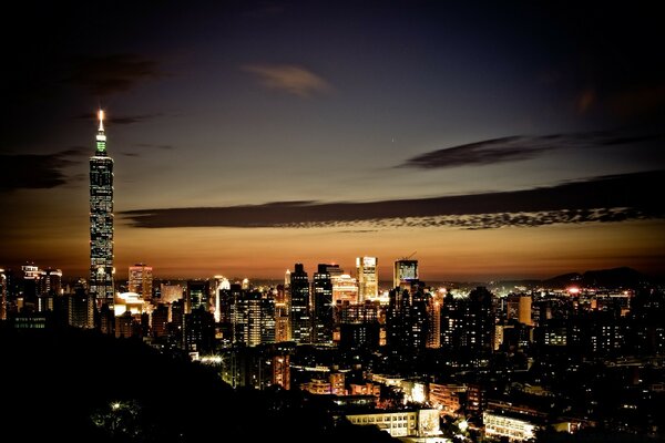 View from the window of the night city