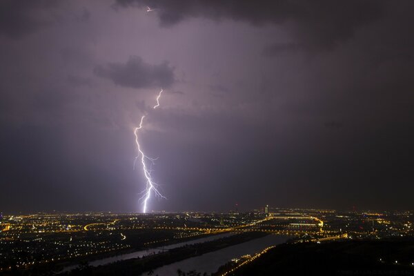 Lightning over the night city