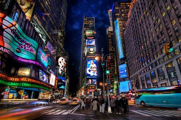 Shops and casinos on the streets of New York