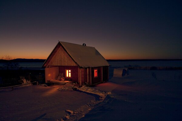 Natura notte neve casa sauna buio inverno bagno