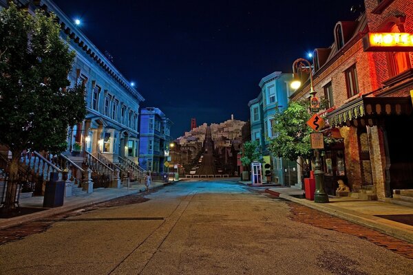 Deserted street of the night city