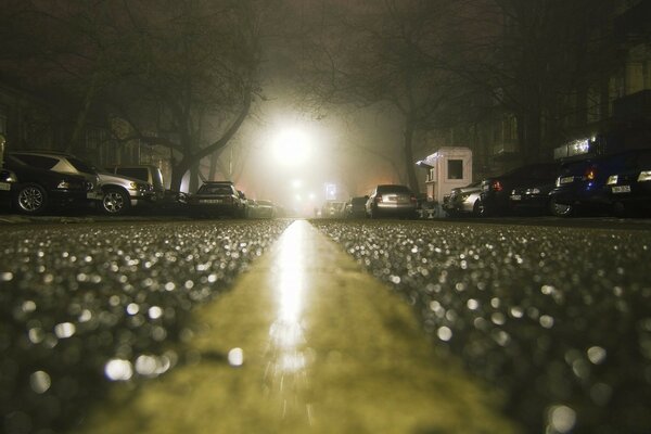 Blurry image of a wet road