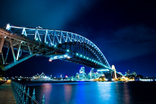 Night bridge dark sky and water transport system