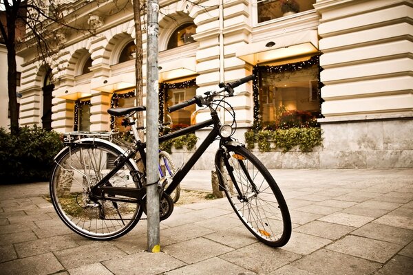 Photo of a bicycle on a city street