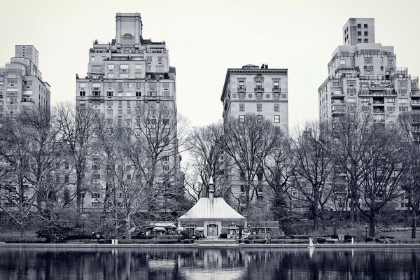 The architecture of the city in black and white