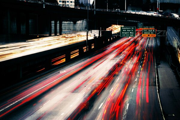 Car headlights of long-term exposure