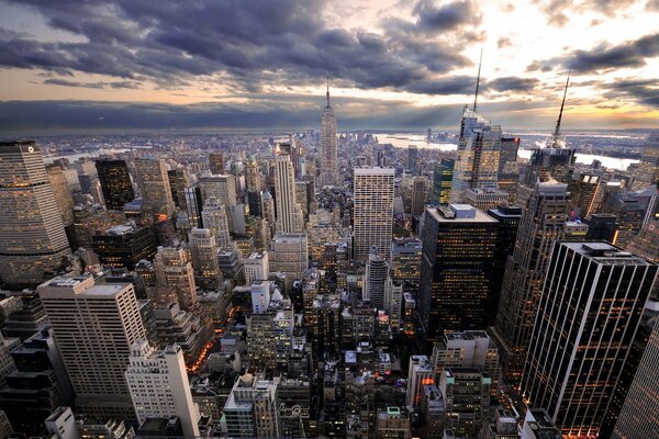 A densely populated city of gray color