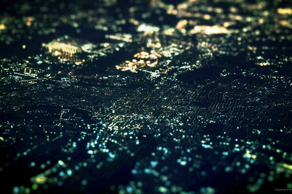 Dark abstraction, a city from an airplane