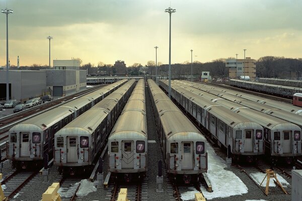 Vagones de pie en las vías del tren