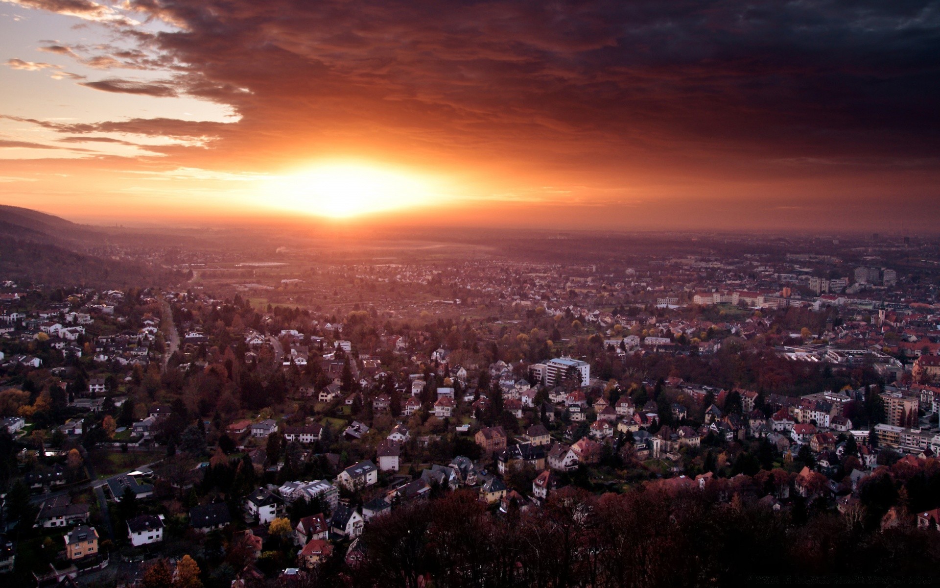 other city landscape sunset many evening travel outdoors